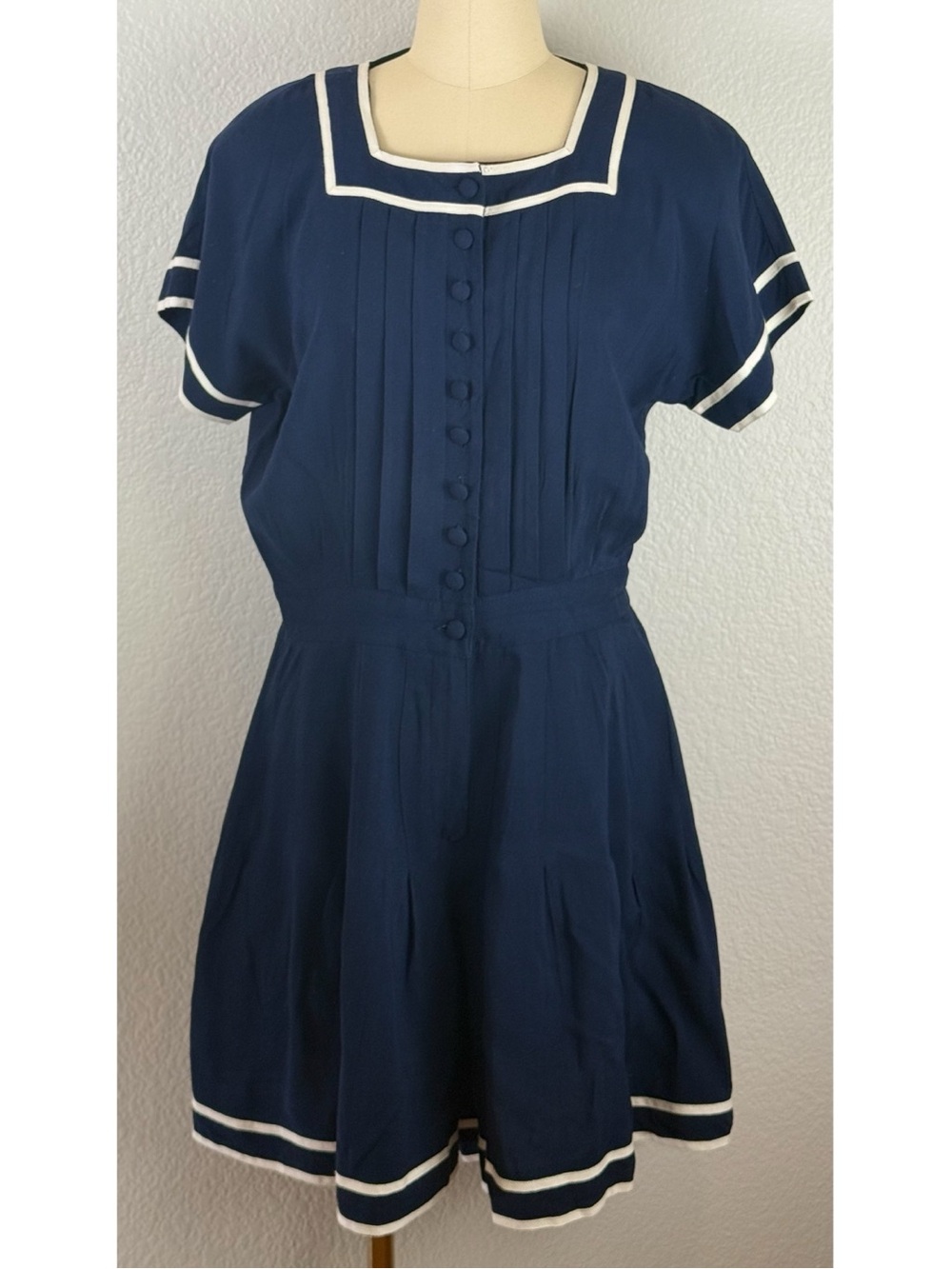 Petite Sophisticate Vintage 80s 90s Navy Sailor-Nautical Romper size 12